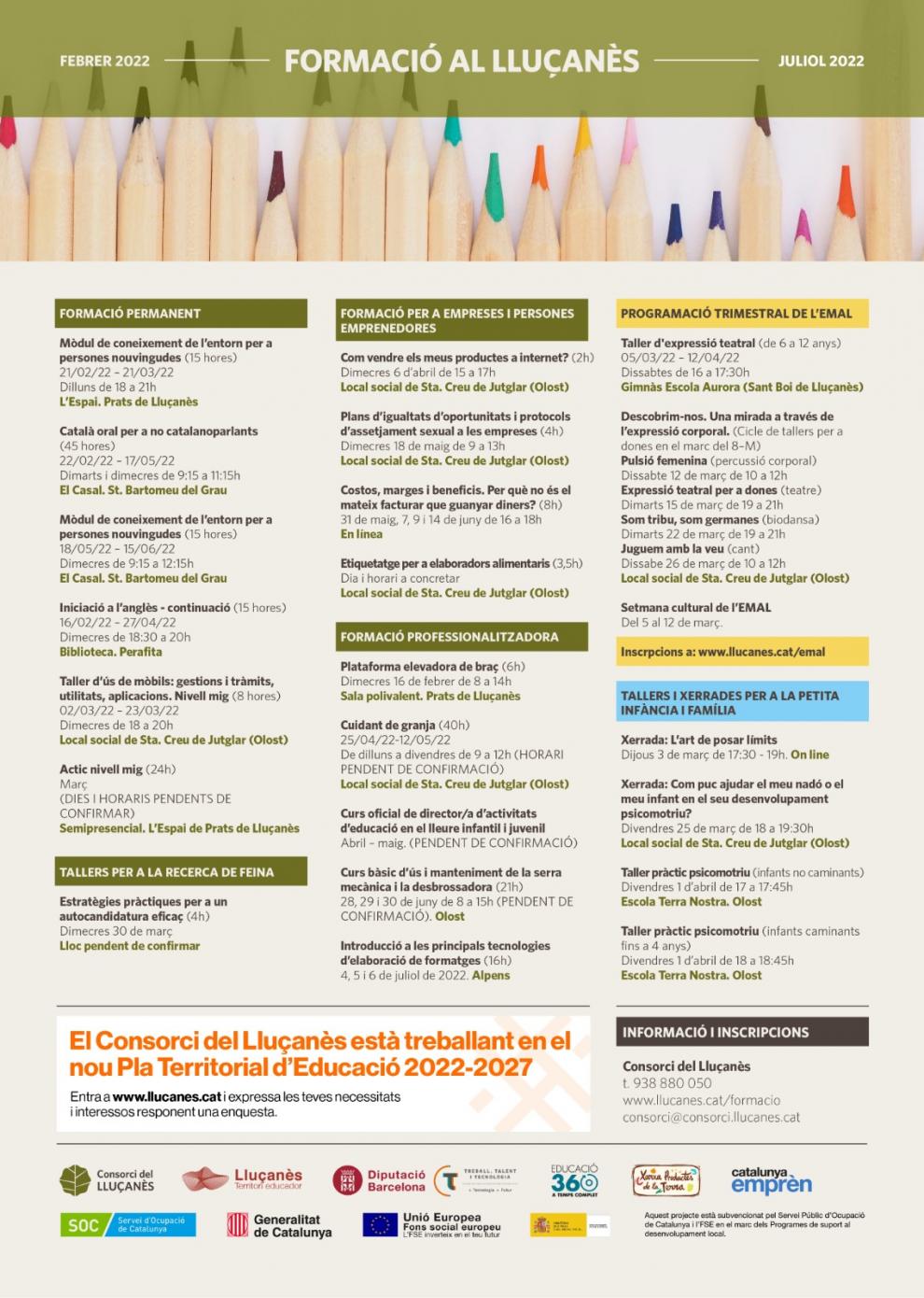 Formació Consorci del Lluçanès de febrer a juliol